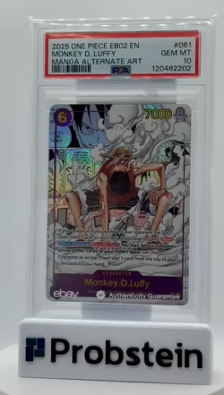 2025 One Piece EB02 En Manga Alternate Art #061 Monkey D. Luffy PSA 10 GEM MINT - Image 2