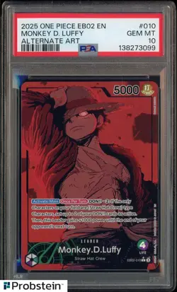 2025 One Piece EB02 Anime 25th Collection #010 Monkey D. Luffy Alt Art PSA 10 - Image 1