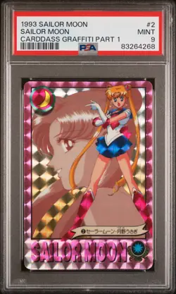 Sailor Moon Card Sailor Moon #2 Holo Prism Carddass Part 1 PSA 9 MINT - Image 1