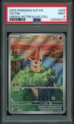 PSA 9 MINT Victini 208 Promo Illustration Collection Pokemon Card - Image 1