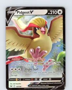 Pokemon TCG Pidgeot V SWSH Lost Origin 137/196 Ultra Holo Rare Card NM - Image 1