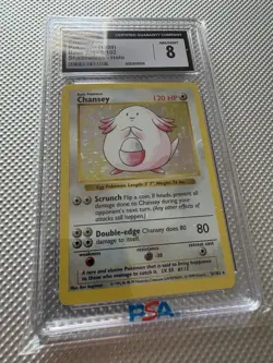 1999 Pokemon TCG Base Set Chansey Shadowless Holo CGC 8 003/102 Card Stock - Image 1