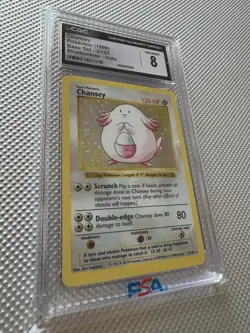 1999 Pokemon TCG Base Set Chansey Shadowless Holo CGC 8 003/102 Card Stock - Image 3