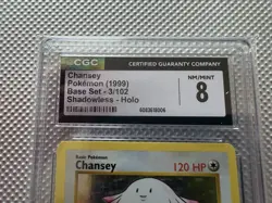 1999 Pokemon TCG Base Set Chansey Shadowless Holo CGC 8 003/102 Card Stock - Image 5
