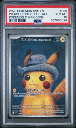 PSA 10 POKEMON SVP EN 2023 PIKACHU VAN GOGH GREY FELT HAT ENGLISH #85 PROMO CARD - Image 3