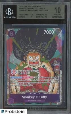 2025 One Piece Promo Bandai Card Game Fest #073 Monkey D Luffy BGS 10 PRISTINE - Image 1