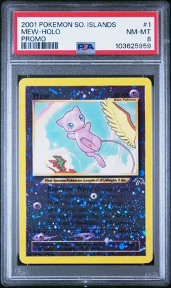 2001 POKEMON SOUTHERN ISLANDS PROMO #1 MEW-HOLO PSA 8 - Image 1