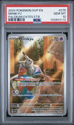 2024 Pokemon SVP EN Mimikyu 075 Paldean Fates ETB Black Star Promo PSA 10 - Image 1