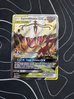 (NM) Pokemon Espeon & Deoxys GX TAG TEAM Promo Holo SM240 260 HP Card - Image 1