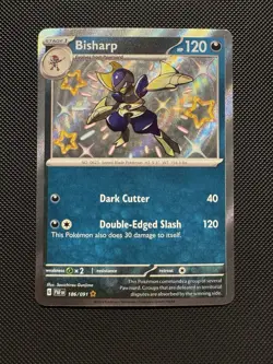 Pokemon TCG Bisharp 186/091 SV: Paldean Fates Shiny Rare Near Mint - Image 1