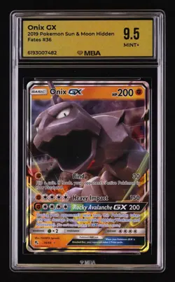 2019 Pokemon Sun & Moon Hidden Fates: # 36 Onix GX MBA 9.5 MINT+ - Image 1