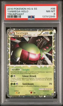 2010 POKEMON HEARTGOLD & SOULSILVER TRIUMPHANT #98 YANMEGA-HOLO PSA 8 - Image 1
