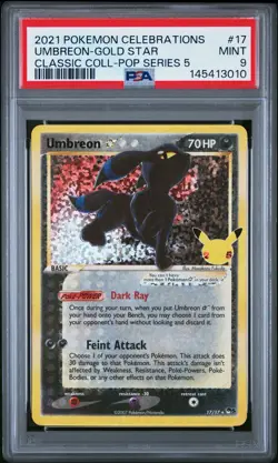 2021 POKEMON CELEBRATIONS CLASSIC COLL #17 UMBREON GOLD STAR PSA 9 MINT - Image 1