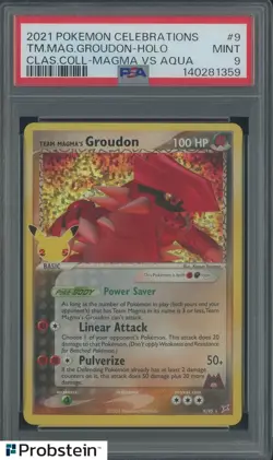 2021 Pokemon Celebrations Classic Magma VS Aqua Team Magma's Groudon Holo PSA 9 - Image 1