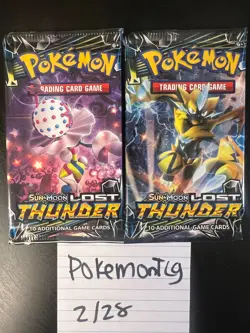 Pokemon TCG Sun and Moon Lost Thunder Booster Packs LOT OF 2 820650804557 - Image 1