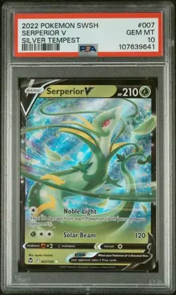 2022 Pokemon SWSH Silver Tempest Serperior V #007/195 PSA Gem Mint 10 - Image 1