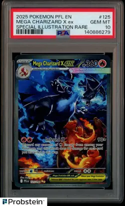 2025 POKEMON PFL EN-PHANTASMAL FLAMES #125 MEGA CHARIZARD X EX PSA 10 - Image 1