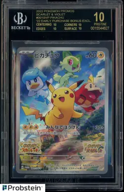 2022 Pokemon Promos Scarlet & Violet Early Purchase Bonus Pikachu BGS 10 - Image 1