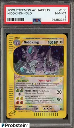 2003 Pokemon Aquapolis #150 Nidoking Holo PSA 8 NM-MT - Image 1
