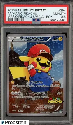 2016 Pokemon Japanese XY Promo Special Box #294 FA Mario Pikachu PSA 8.5 - Image 1