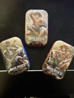 Bandai One Piece CCG Sealed Deck Tin Set Lot (3) Luffy Shanks Crocodile - Image 1