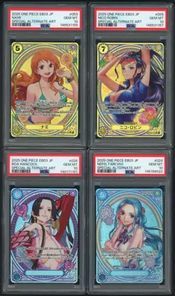 Lot (4) PSA 10 EB03 Heroines One Piece SP Boa Hancock Nami Nico Robin Vivi 2025 - Image 1