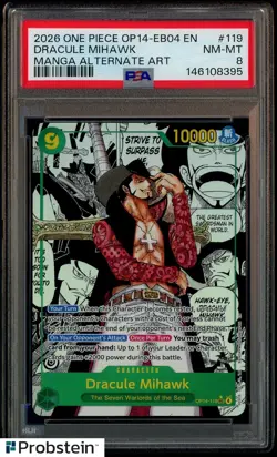 2026 One Piece OP14-EB04 En Manga Alternate Art #119 Dracule Mihawk PSA 8 - Image 1