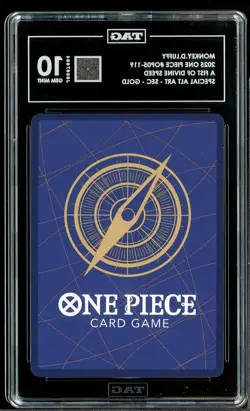 2025 ONE PIECE MONKEY D LUFFY 3RD ANNIV. GOLD OP05-119 TAG SCORE 966 GEM MINT 10 - Image 2
