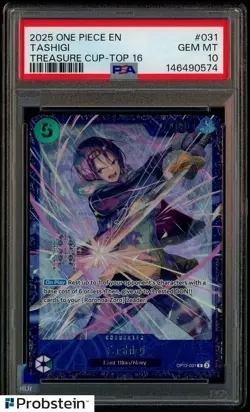 2025 One Piece EN Treasure Cup Top 16 #031 Tashigi PSA 10 GEM MINT - Image 1