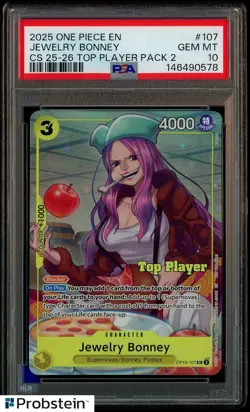 2025 One Piece EN CS 25-26 Top Player Pack 2 #107 Jewelry Bonney PSA 10 GEM MINT - Image 1