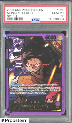 2025 ONE PIECE EB02-EXTRA BOOSTER -ANIME 25TH COLL- #060 MONKEY D. LUFFY PSA 10 - Image 1