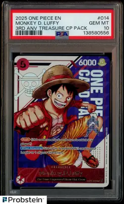 2025 One Piece EN 3rd Anniversary Treasure CP Pack #014 Monkey D. Luffy PSA 10 - Image 1