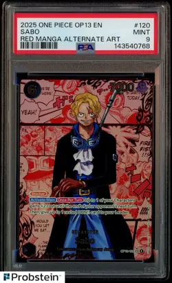 2025 One Piece OP13 EN Red Manga Alternate Art #120 Sabo PSA 9 MINT - Image 1
