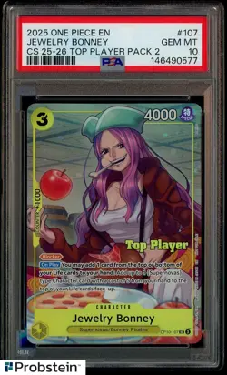 2025 One Piece EN CS 25-26 Top Player Pack 2 #107 Jewelry Bonney PSA 10 GEM MINT - Image 1