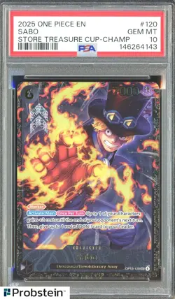 2025 One Piece EN Store Treasure Cup Champ #120 Sabo PSA 10 GEM MINT POP 12 - Image 1