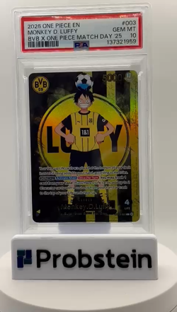 2025 ONE PIECE PROMOS BVB X ONE PIECE MATCH DAY 2025 #003 MONKEY D. LUFFY PSA 10 - Image 2