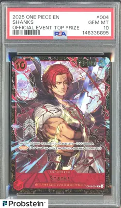 2025 One Piece EN Official Event Top Prize #004 Shanks PSA 10 GEM MINT - Image 1