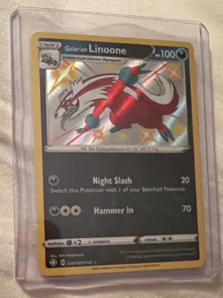 Pokemon Galarian Linoone Shiny Holo Rare SV079/SV122 Shining Fates 100HP Card - Image 1