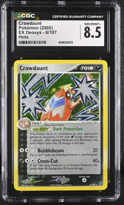 CGC 8.5 Crawdaunt 2005 EX Deoxys 6/107 Holo Pokemon Card - Image 1