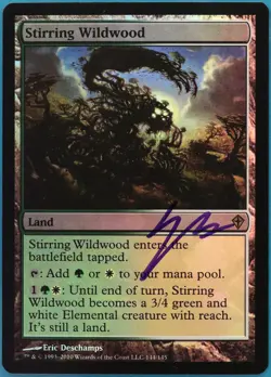 Stirring Wildwood FOIL Worldwake NM Land Rare SIGNED CARD (409450) ABUGames - Image 1