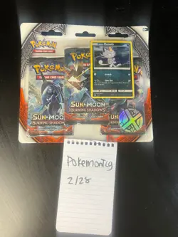 Pokemon Sun & Moon Burning Shadows 3 Booster Packs with Alolan Meowth 820650802324 - Image 1