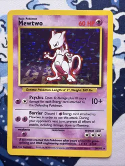 Mewtwo 10/102 Base Set Holo Rare Pokemon - Image 1