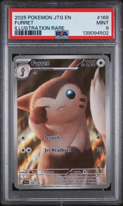 2025 POKEMON JTG EN-JOURNEY TOGETHER #168 FURRET ILLUSTRATION RARE PSA 9 - Image 1