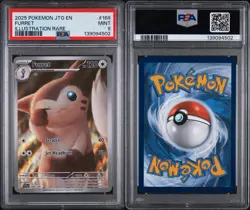 2025 POKEMON JTG EN-JOURNEY TOGETHER #168 FURRET ILLUSTRATION RARE PSA 9 - Image 3