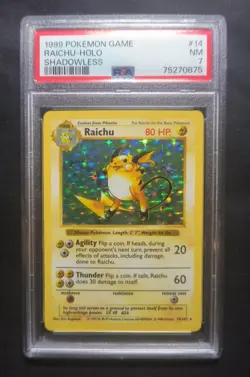 PSA 7 1999 Pokemon Raichu Shadowless Holo #14/102 Base Set - Image 1