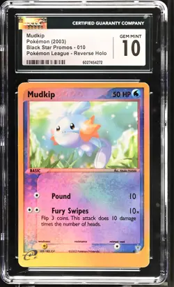 2003 POKEMON LEAGUE MUDKIP BLACK STAR PROMO REVERSE HOLO 010 CGC 10 GEM MINT - Image 1