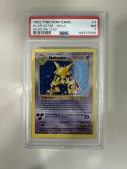 1999 Pokemon - Alakazam - Holo Rare - Base Set - Shadowless - PSA 7 - English - Image 1