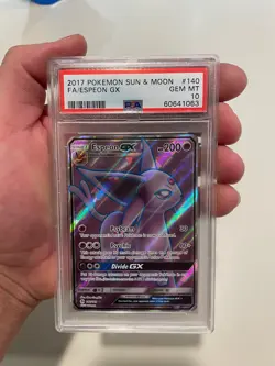 2017 POKEMON SUN & MOON BASE SET #140 ESPEON GX FULL ART ULTRA RARE HOLO PSA 10 - Image 1