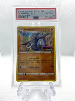 Pokemon 2020 SWSH BSP Vivid Voltage Donphan Holo PreRelease PSA 10 #1 - Image 1