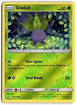 Pokemon TCG Oddish 5/214 SM - Unbroken Bonds Common Reverse Holo - Image 1